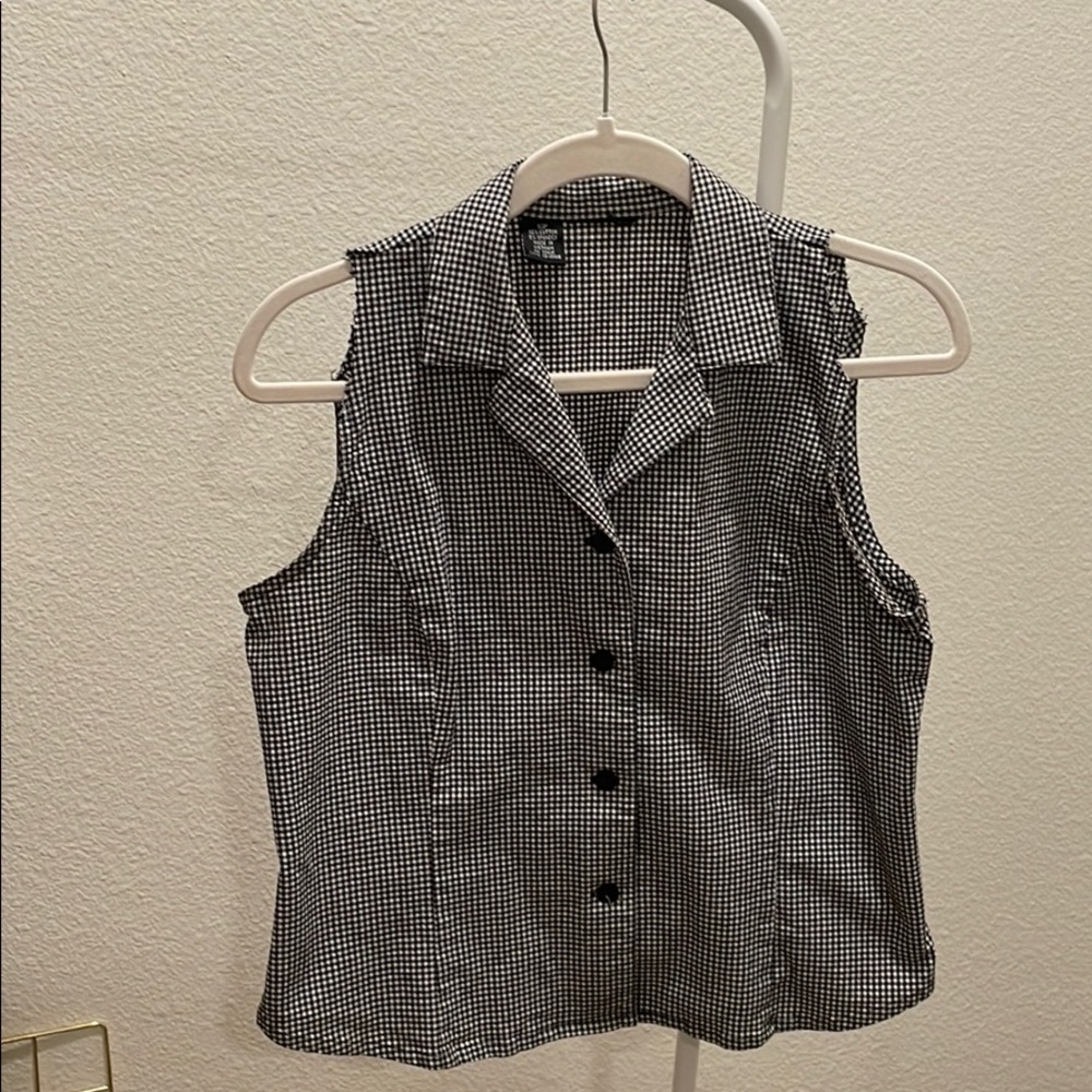 Gingham black & white vest